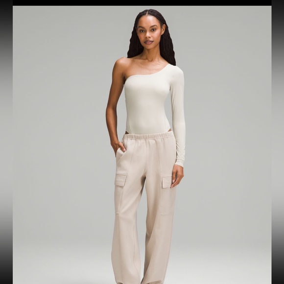 New Lululemon wundermost ultra soft Nulu long sleeve one shoulder body suit tan - Picture 2 of 6